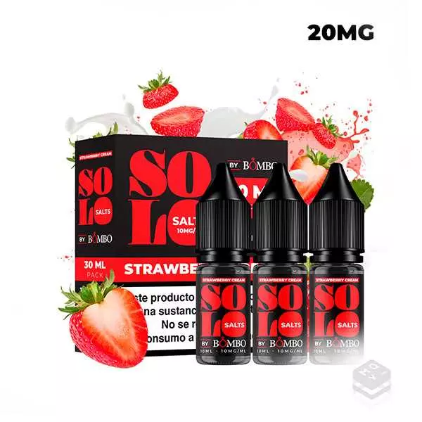 3 X 10ML NICOTINE SALT BOMBO ELIQUIDS SOLO SALTS STRAWBERRY CREAM