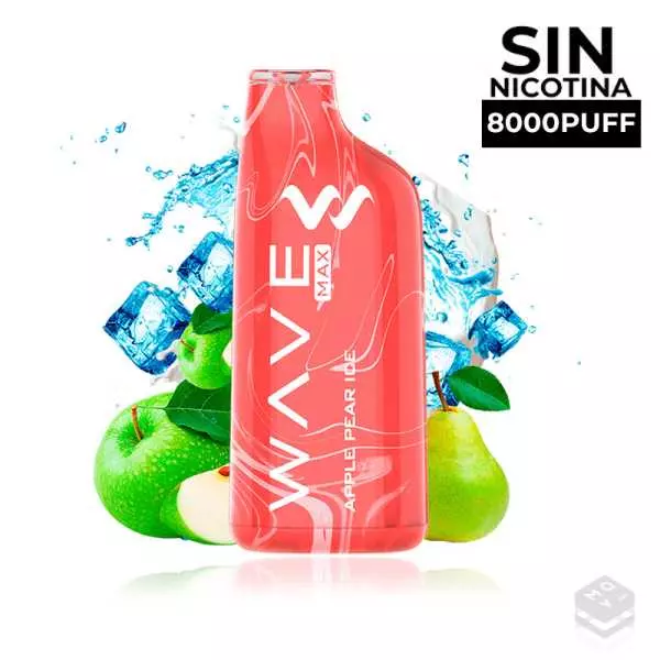 DISPOSABLE POD BUD VAPE WAVE MAX 8000 APPLE PEAR ICE 0MG