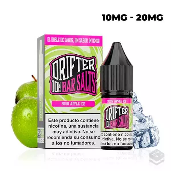 NIC SALTS JUICE SAUZ SOUR APPLE ICE DRIFTER BAR 10ML VAPE