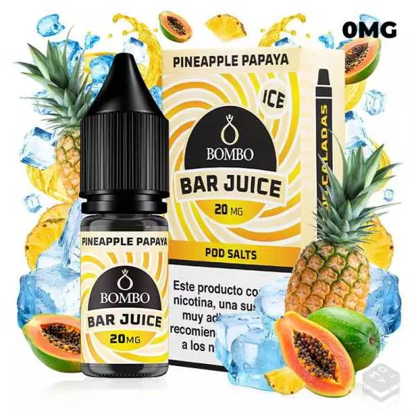 SALES DE NICOTINA PINEAPPLE PAPAYA ICE BAR JUICE BY BOMBO 0ML 20MG