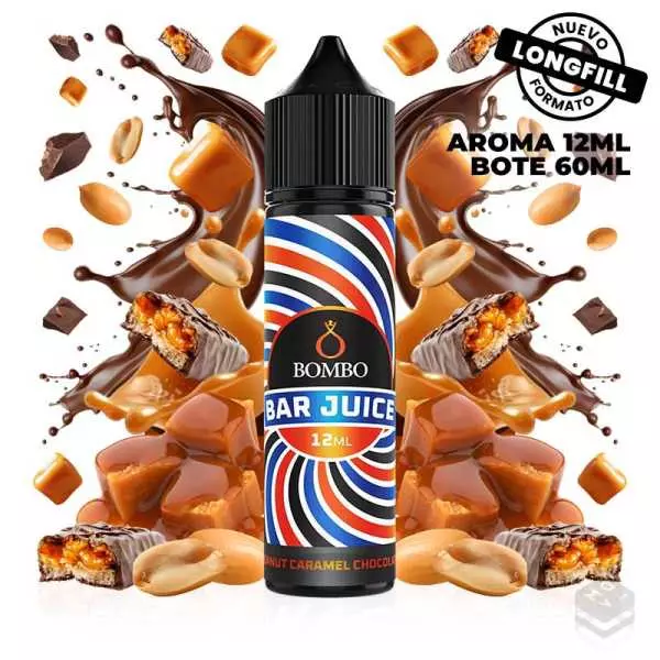 AROMA PEANUT CHOCOLATE CARAMEL BAR JUICE BY BOMBO 12ML LONGFILL