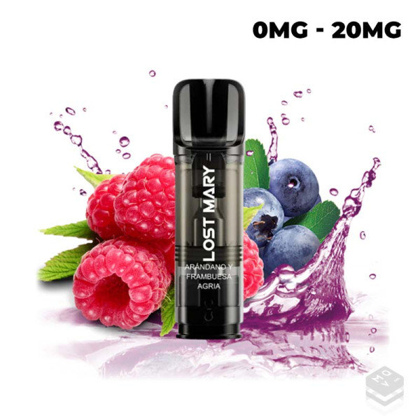 2 x CARTUCHOS PRECARGADOS BLUEBERRY SOUR RASPBERRY LOST MARY TAPPO 2x2ML